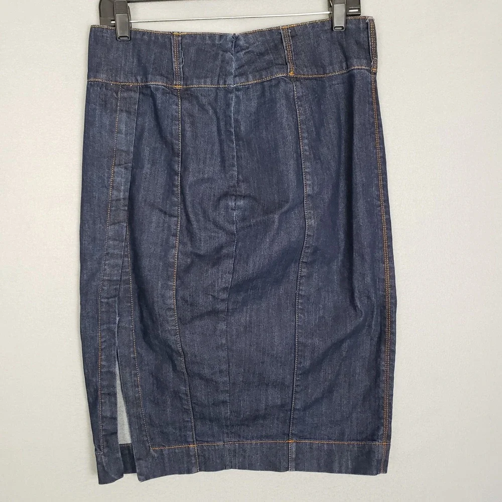 WHBM Size 8‎ Jean Pencil Skirt Dark Wash Denim Western Boho Festival Cowgirl